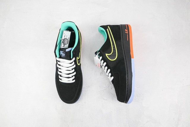 NIKE AIR FORCE 1 07 LOW BLACK YELLOW GREEN